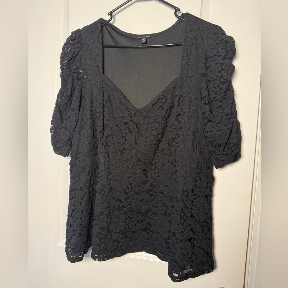Torrid Black Lace Babydoll Whimsygoth Sweetheart Neckline Peplum Top 3X - Picture 2 of 7